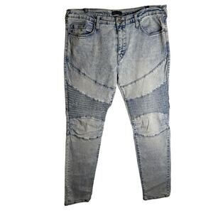Tru religion world tour Mens Jeans Biker Waist 36"Rise 11"Inseam34"Width hem 15"
